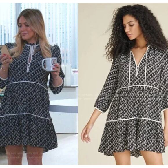 VERONICA BEARD Silk Mini Dress Sz 0 Black Floral ASO TV Kelsey Peters in Younger - Picture 1 of 12